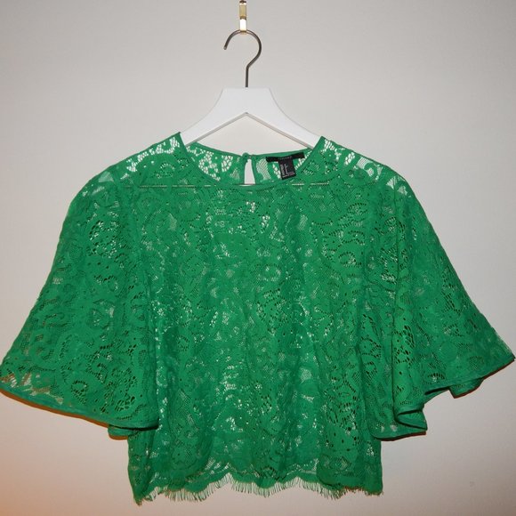 Forever 21 Green Lace Sheer Top - Picture 1 of 4